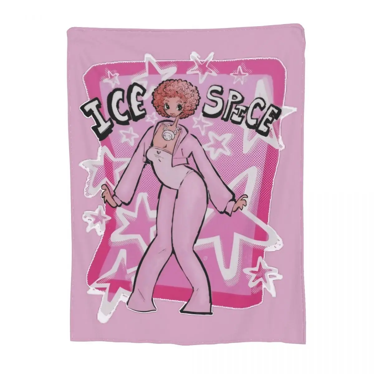 

Ice Spice Pink Cartoon Image Merch Blankets Velvet Home Funny Throw Blanket Relax Super Soft for Couch Plush Thin Quilt