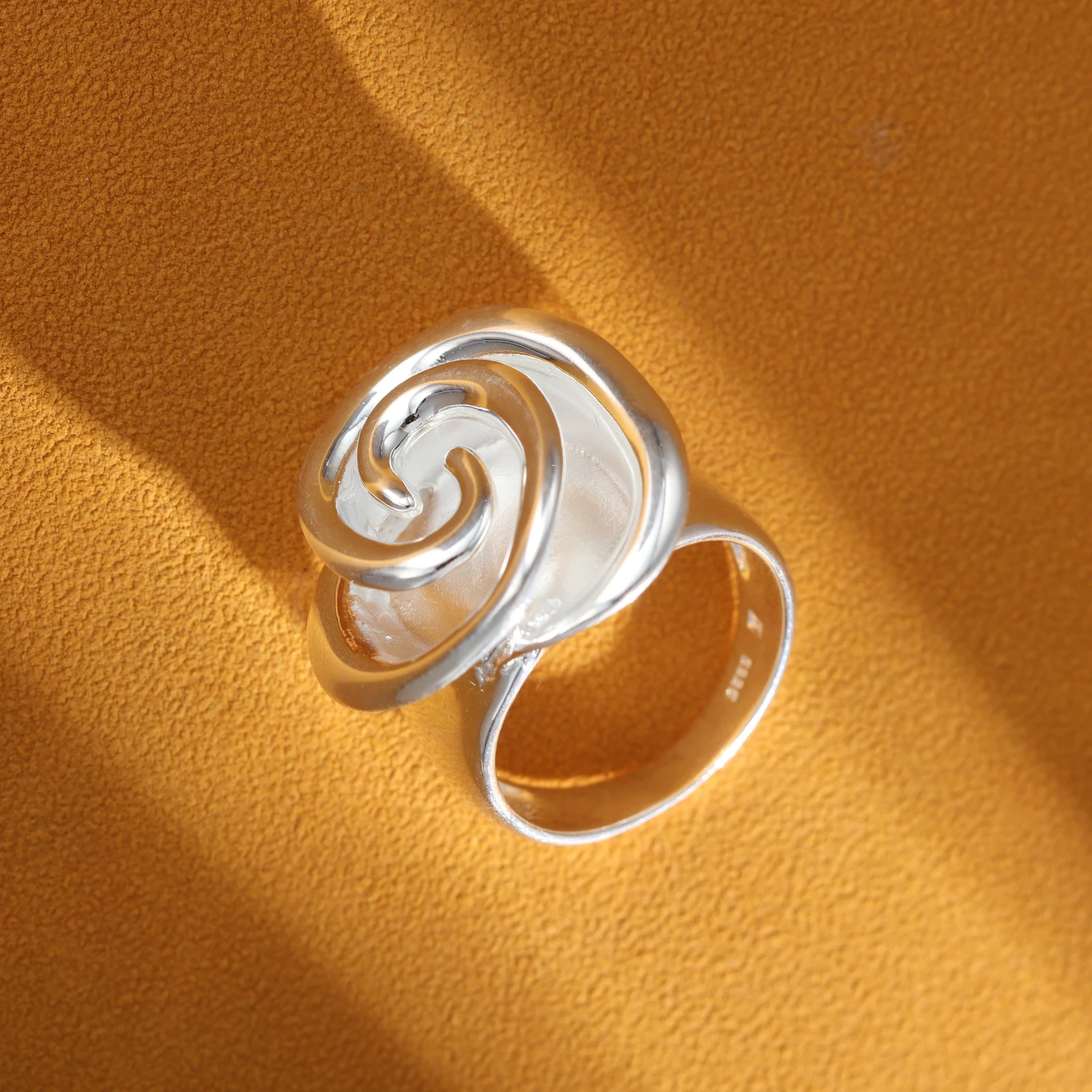 SA SILVERAGE S925 Sterling Silver Rose Big Flower Band Wedding Rings for Women Fine Jewelry