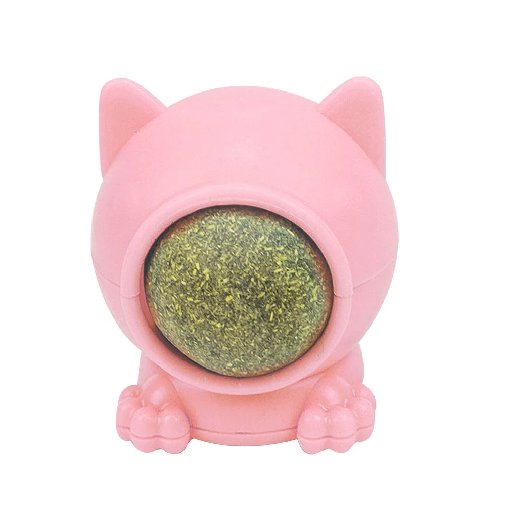 Rotatable Catnip Wall Ball Cat Treat Toys with Catnip Snack Licking Ball Kitten Pet Molar Edible Treating Cleaning Teeth Teasing 