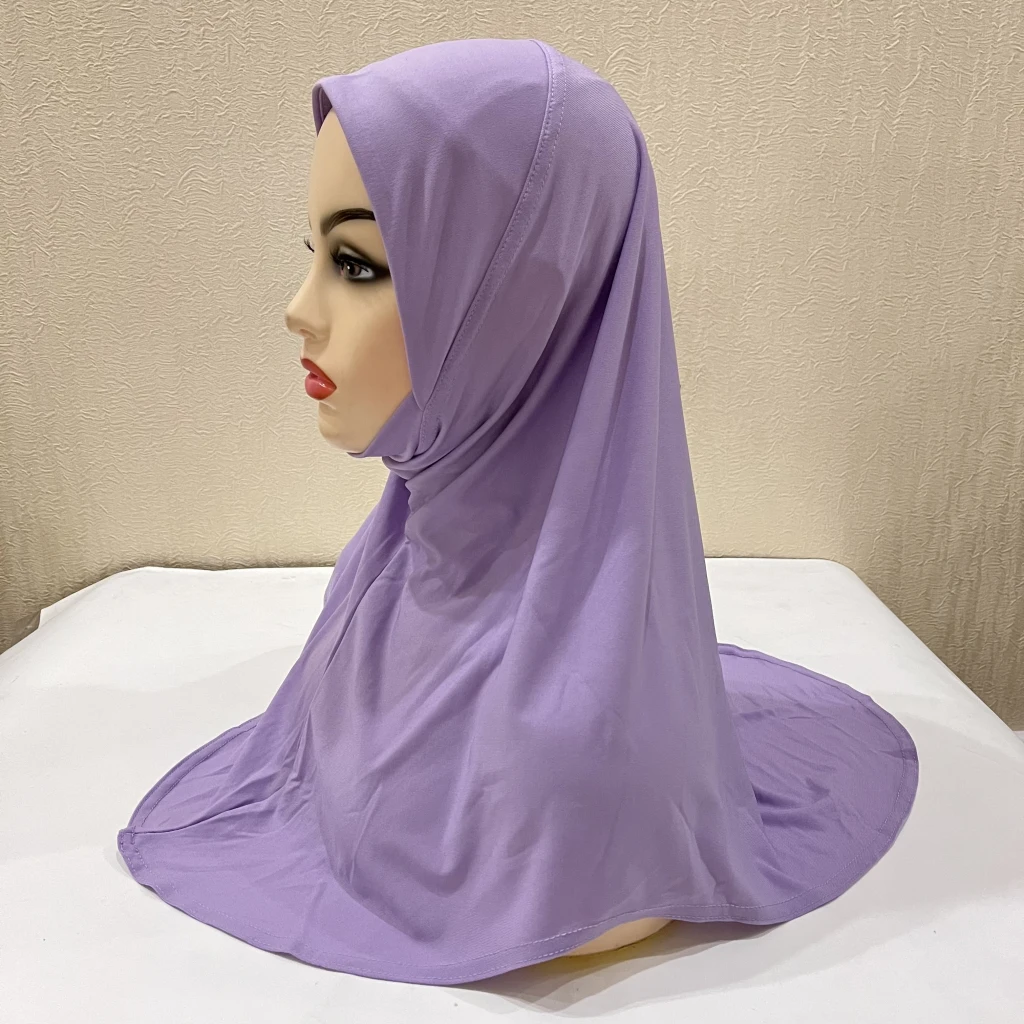 Small girls 5-9 years plain muslim hijab with chin part amira pull on islamic scarf headscarf pray hat muslim hijab