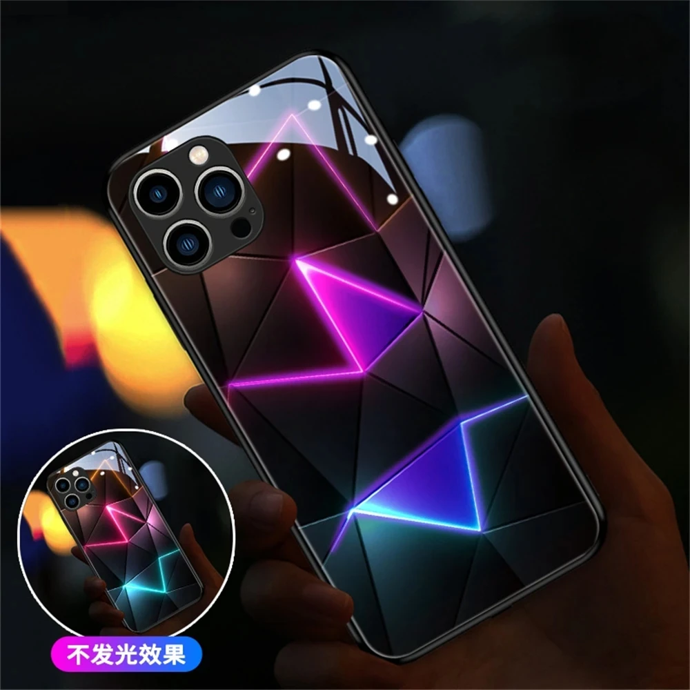 

Luxury Geometry LED Light Glowing Luminous Phone Case For Samsung S24 S23 S22 S21 S20 FE Note 10 20 Plus Ultra A54 A14 A53 A52