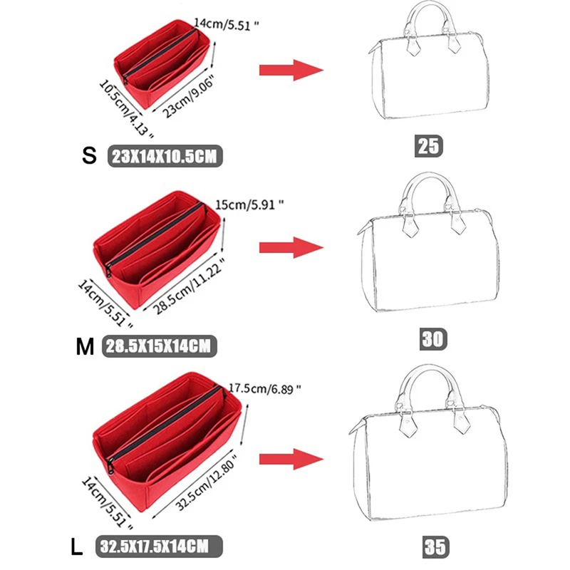 Nieuwe Vilten Stoffen Inzetzak Organizer Draagbare Cosmetische Tassen Make-Up Handtas Organisator Binnentas Tas Accessoires