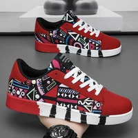 High quality Red Vulcanized Shoes For Men Unisex Casual Sneakers 46 Size Fashion Graffiti Flat Sneakers Men Skateboard Shoes 1