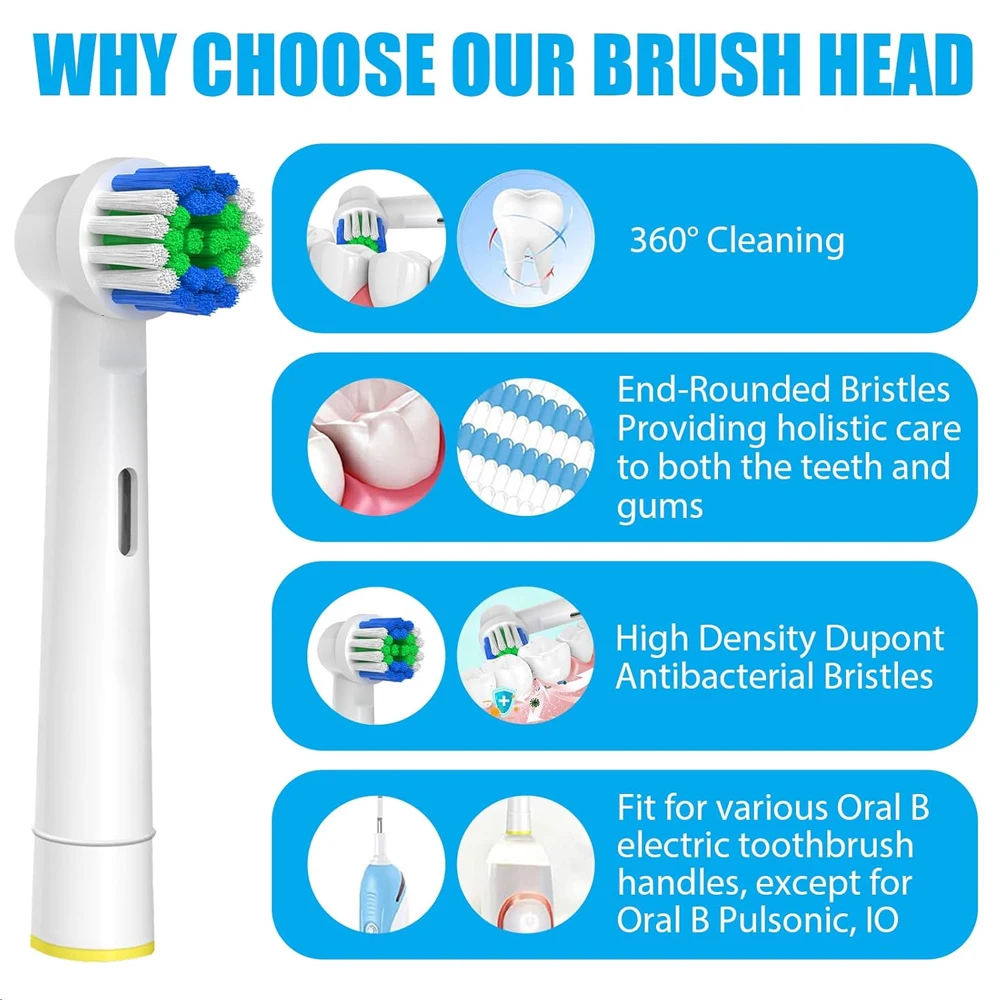 Compatible with Oral B Electric Toothbrush Replacement Brush Heads, Professional Toothbrush Head Refills for Pro and D Series