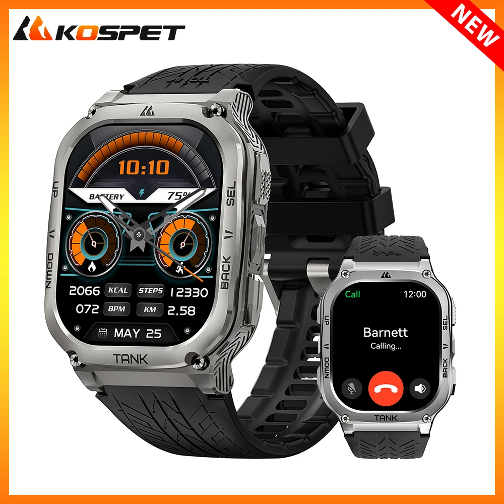 2024 KOSPET TANK M3 Smartwatches For Men Women Rugged Smart Watch 480mAh AOD Bluetooth Fitness Electronic Digital AMOLED Watches
