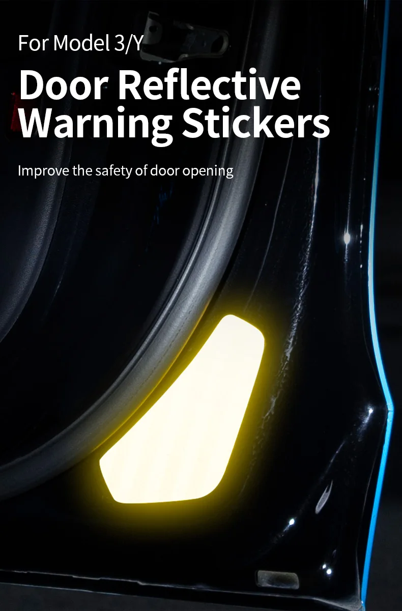 For Tesla Model Y/3 2025 2024-2018 Car door warning sticker Night reflective sti