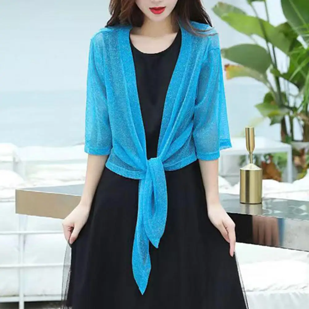 

Fashion Short Jacket Breathable Sunscreen Coat Anti-UV Summer Sling Dress Thin Short Coat Perspective