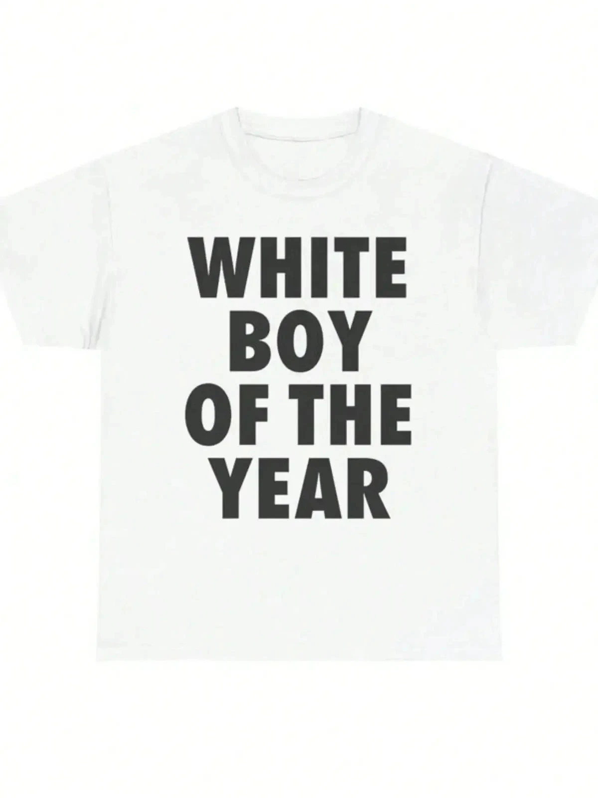 WHITE BOY OF THE YEAR Herren Y2K Grafik-Shirt Text Meme Streetwear Baumwolle
