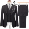 Cenne Des Graoom 2024 Elegant Men Suits Single-Breasted Plaid Two Button Blazer Waistcoat Pants 3 Piece Set Classic Fit Formal 3