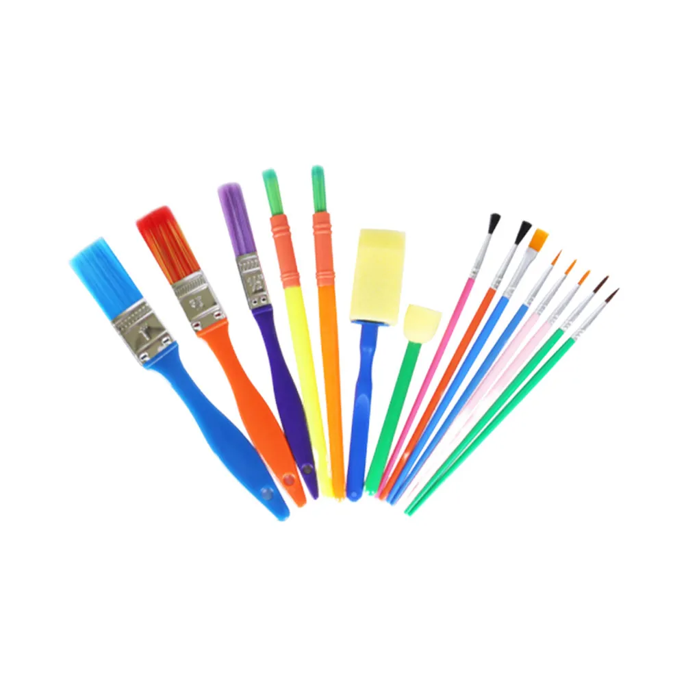 15Pcs 페인팅 스폰지 브러쉬 세트 다양한 모양 색상 조기 DIY 학습을위한 쉬운 그립 아트 공예 페인팅 도구