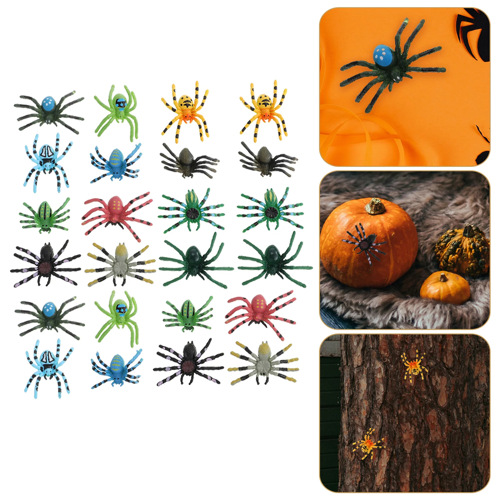 

24 Pcs Spider Model Ornaments Spooky Toys Puzzle Pvc Insect Modeling Statues Halloween