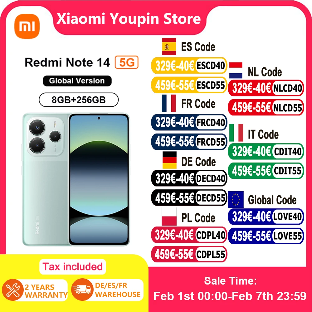 Global Version Xiaomi Redmi Note 14 z EU za $178.35 / ~646zł