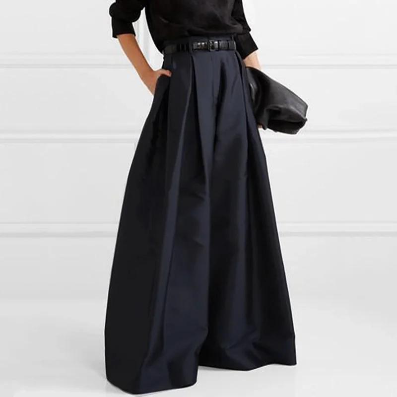Onecozyday Urban Female Pleated Wide Leg  Plus Size Pants 2023 Summer Solid Color High Waisted Loose Trousers Bottoms For Women