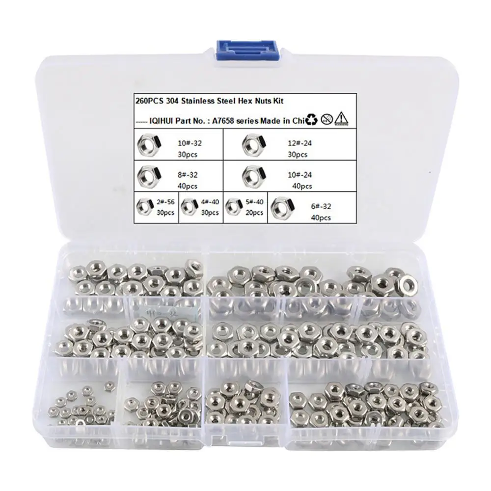 Hex Nuts Kit Coarse Thread Hexagon Nut Hex Hardware Nuts Hardware Hexagon Nut Heavy Duty Replacement Nut For Home Mechanism &