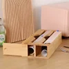 4in1 Bamboo Compartment Cling Film Tin Foil Cutter Box With Kitchen Paper Wall Mounted Paper Towel Kitchen Organizer Accessories 4