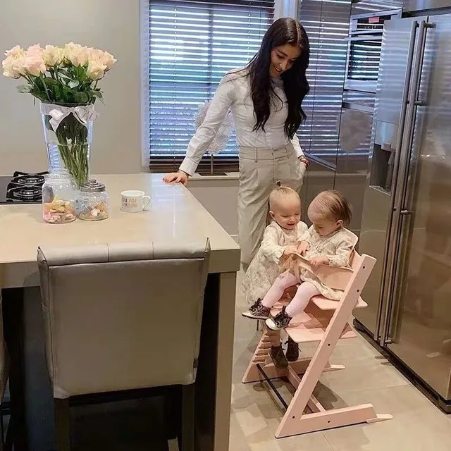 Adjustable Wooden Baby High Chair - Multi-Function Convertible Feeding Seat with Removable Tray & Safety Harness 4
