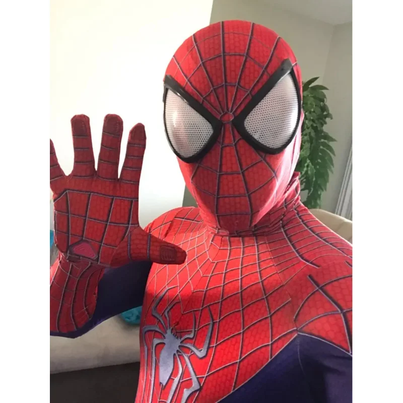 Costume Cosplay Spider-Man 2 Adulto – Tuta Intera Zentai Con Maschera 3D – Rosso E Blu