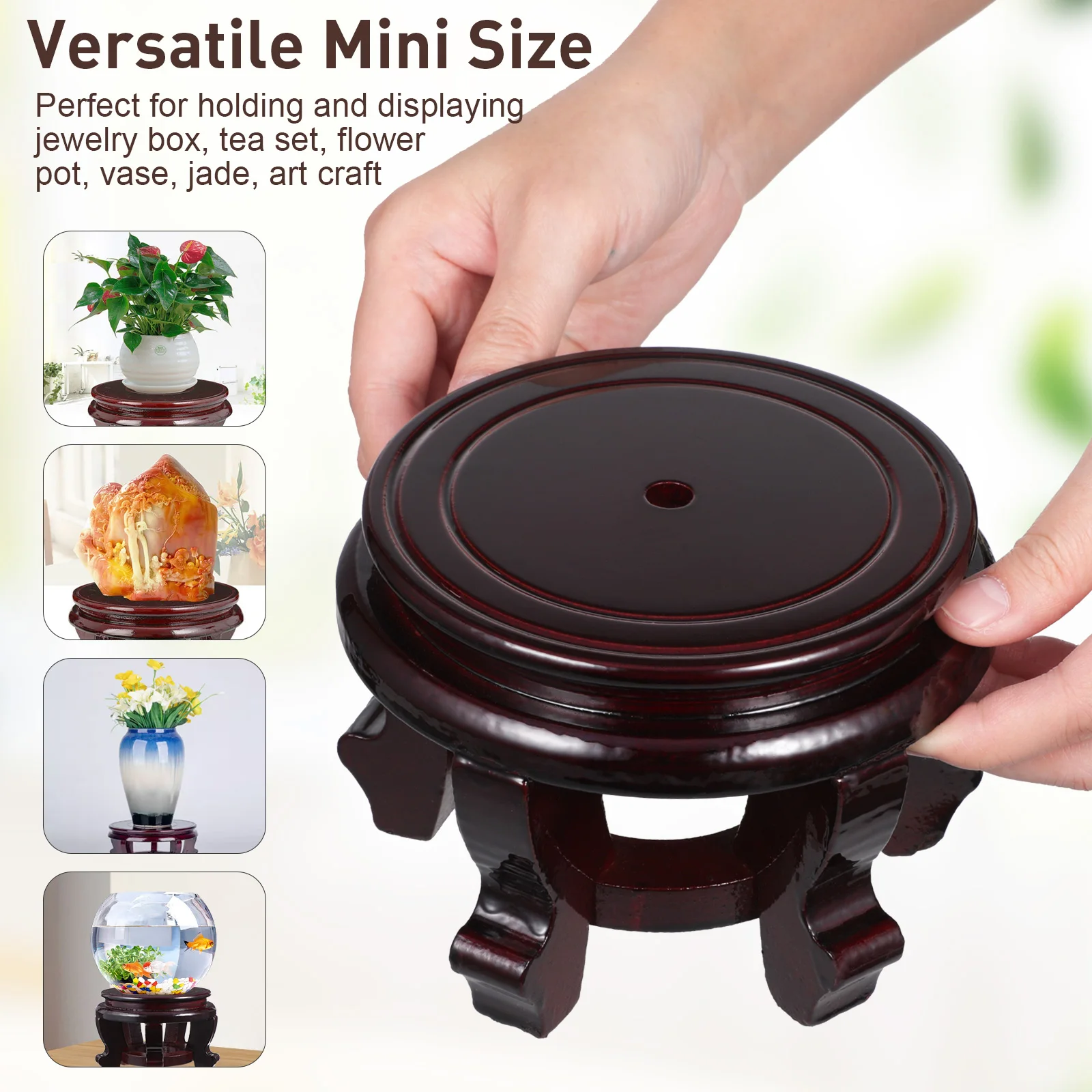 Mini Sgabello In Legno Per Piante – Supporto Da Interno/Esterno, 25x25 O 28x28 Cm, Stile Mid-Century