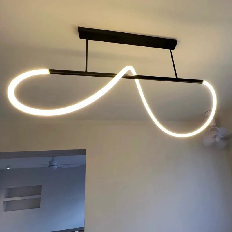 Italienischer langer Kronleuchter, minimalistischer DIY-Designer-Kronleuchter, kreative Röhrenlampe, Wohnzimmer, Schlafzimmer, Esstisch, Leuchten – Detail 7