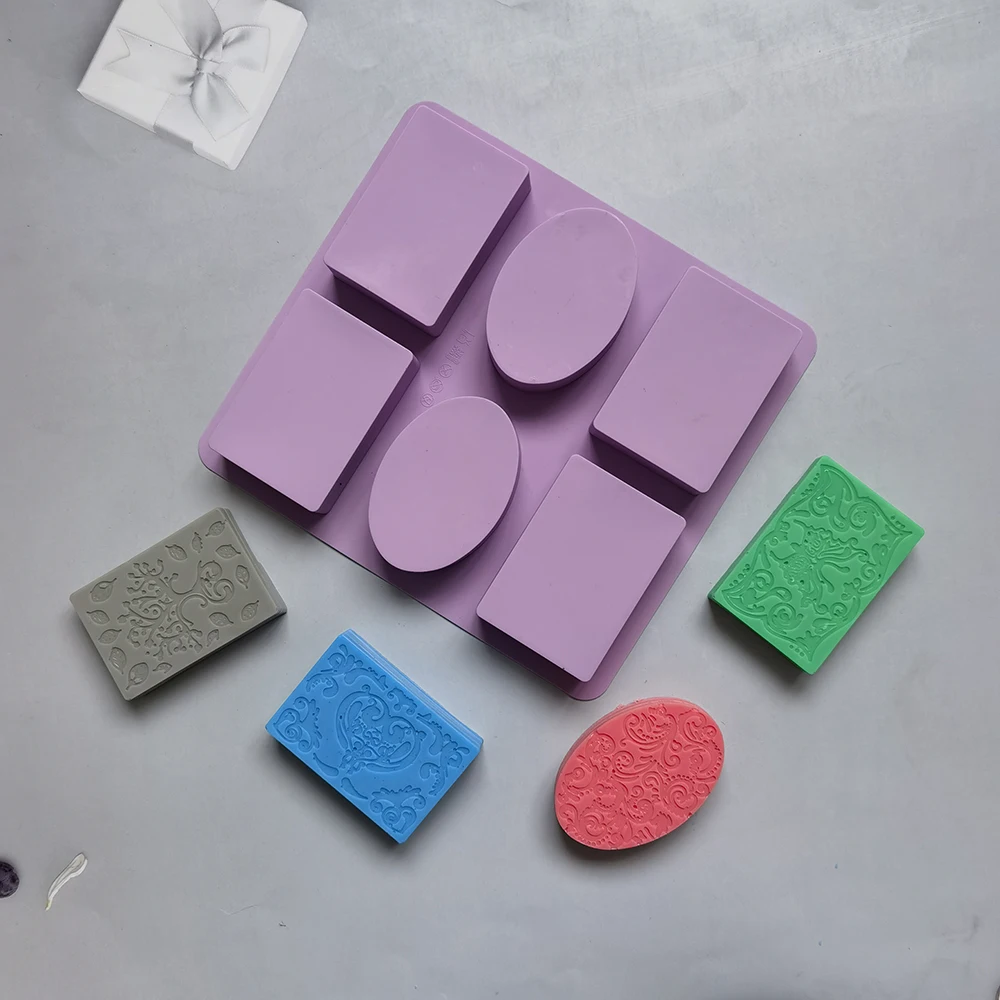Oval and Square Flower Carving Soap Making Mould Silicone Handmad Soap Mold Supplies Diy Gypsum Crafts MoonCake Tools