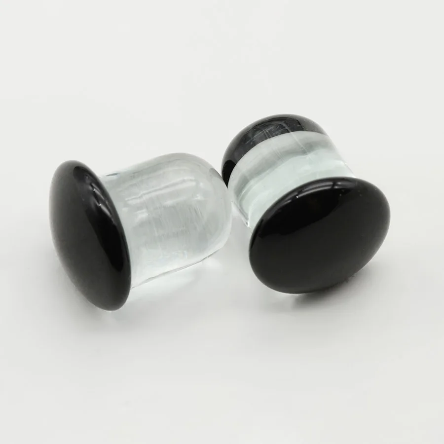 1 Paar 1,6-16mm hochwertige hellblaue Glas-Doppel fackel für Frauen Ohr stöpsel Tunnel lehre Ohr dehnung Piercing Expander – Detail 6