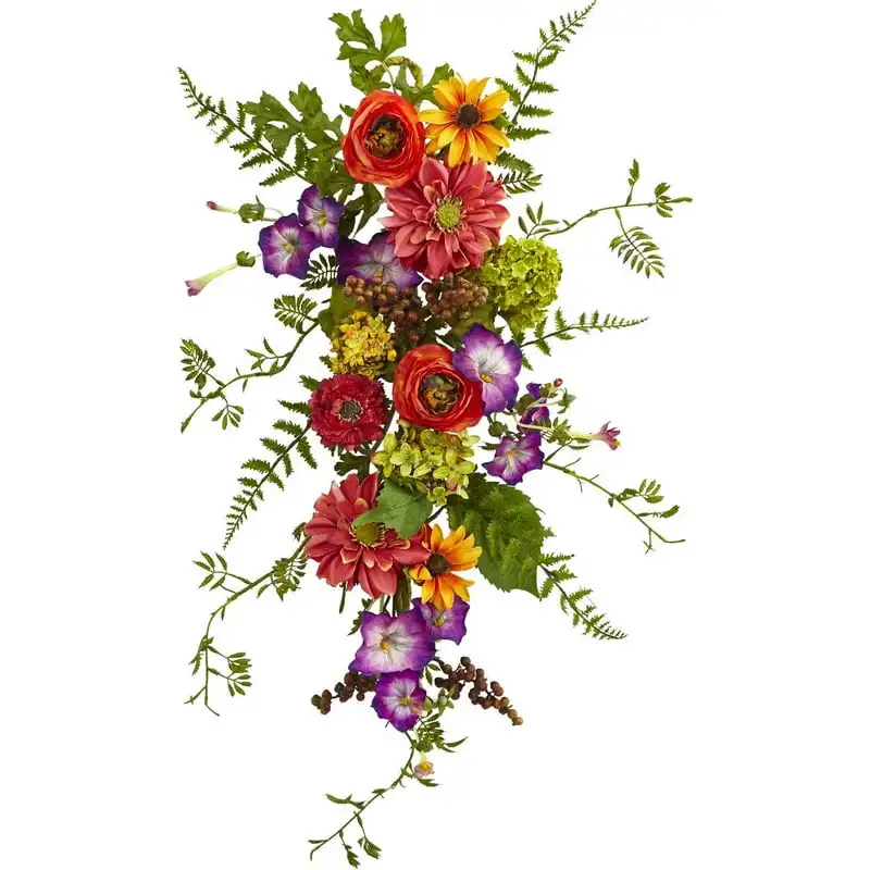 

Artificial Mixed Garden Flower Teardrop