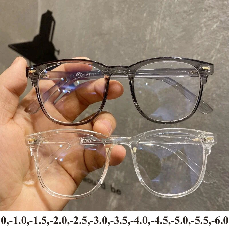 

Men Women Myopia Glasses Vintage Oval Frame Blue Light Blocking Optical Eyeglasses Nearsighted Glasses Finished Diopter 0 To-6.0