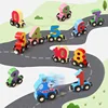 Magnetic Wooden Train Set Toy Children Cartoon Cars Truck Set Kids Alphabet Letter Numbers Educational Learning Toys Gifts 2