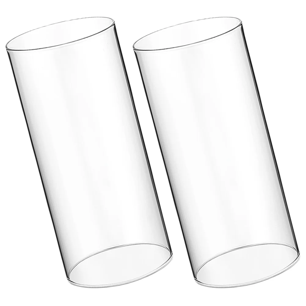 

2 Pcs Glass Lampshade Holders Clear Household Shades Candleholder Tube Cover Open Ended Covers for Candlestick