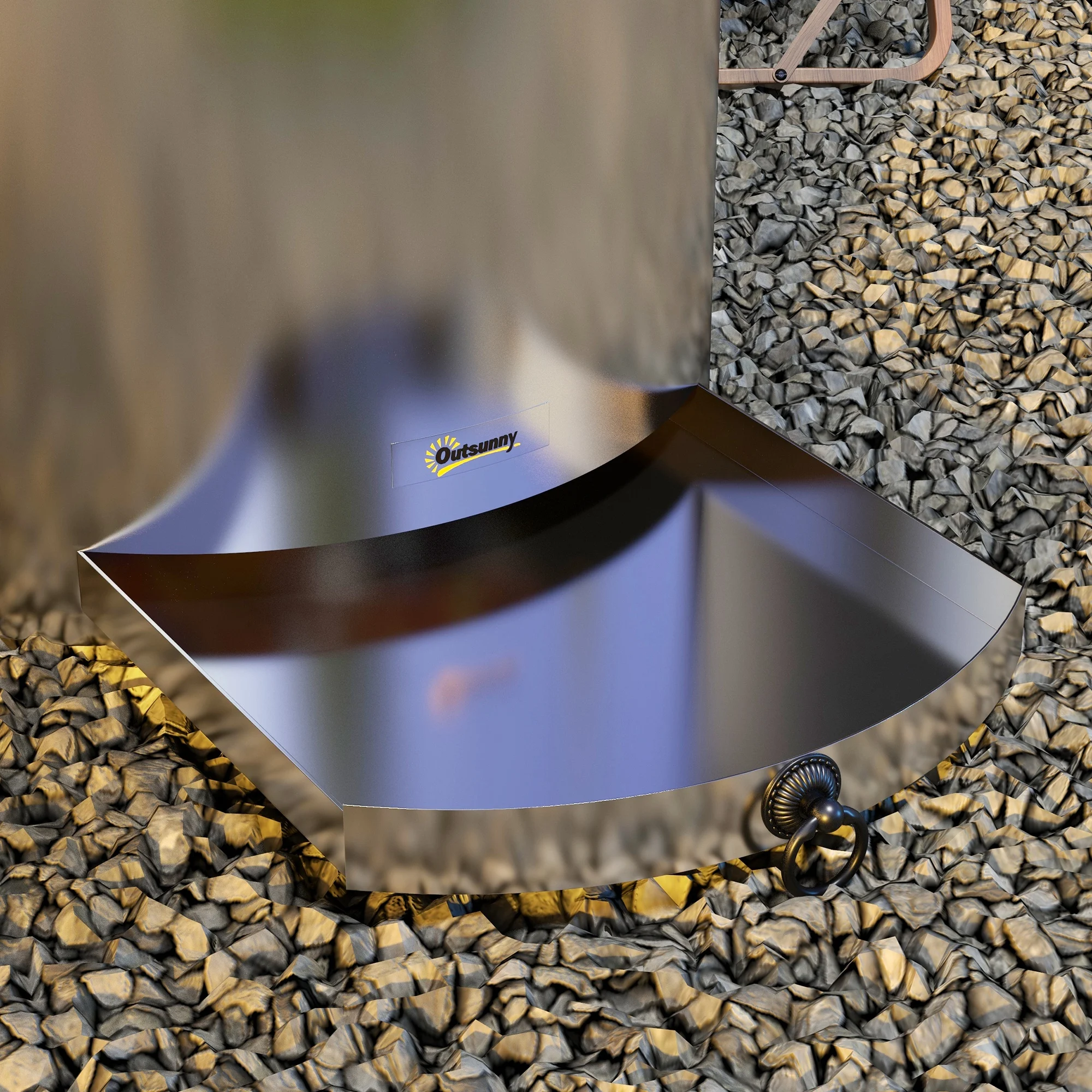 Outsunny 25" Stainless Steel Smokeless Fire Pit with Grill, Poker, Silver