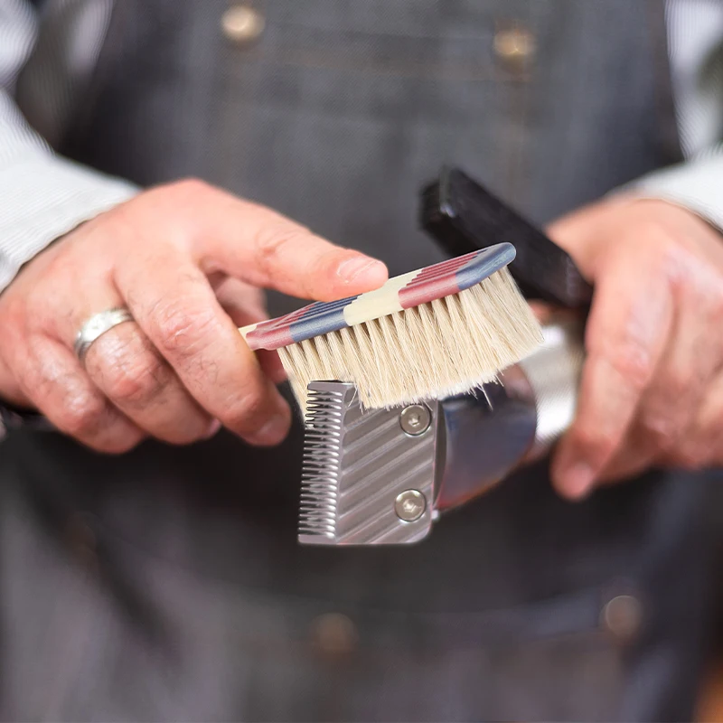 Pettine per styling barba da uomo Spazzola da barbiere professionale alla moda a strisce in crine di cavallo Spazzola per pulizia specifica Accessorio per strumento da parrucchiere - immagine 6