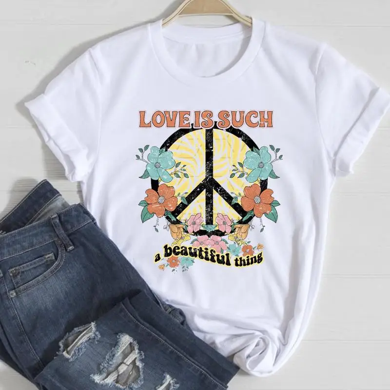 Clothing Floral Women Print European and American Short-sleeved T-shirt Women Clothing Tops Oversized T Shirt