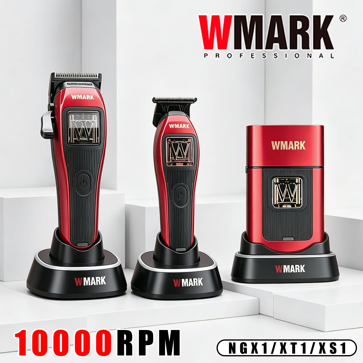 WMARK 프로페셔널 클리퍼 DLC 블레이드 헤어 트리머 전기 면도기 10000RPM W-마그레브 모터 클리퍼 남성용 NG..