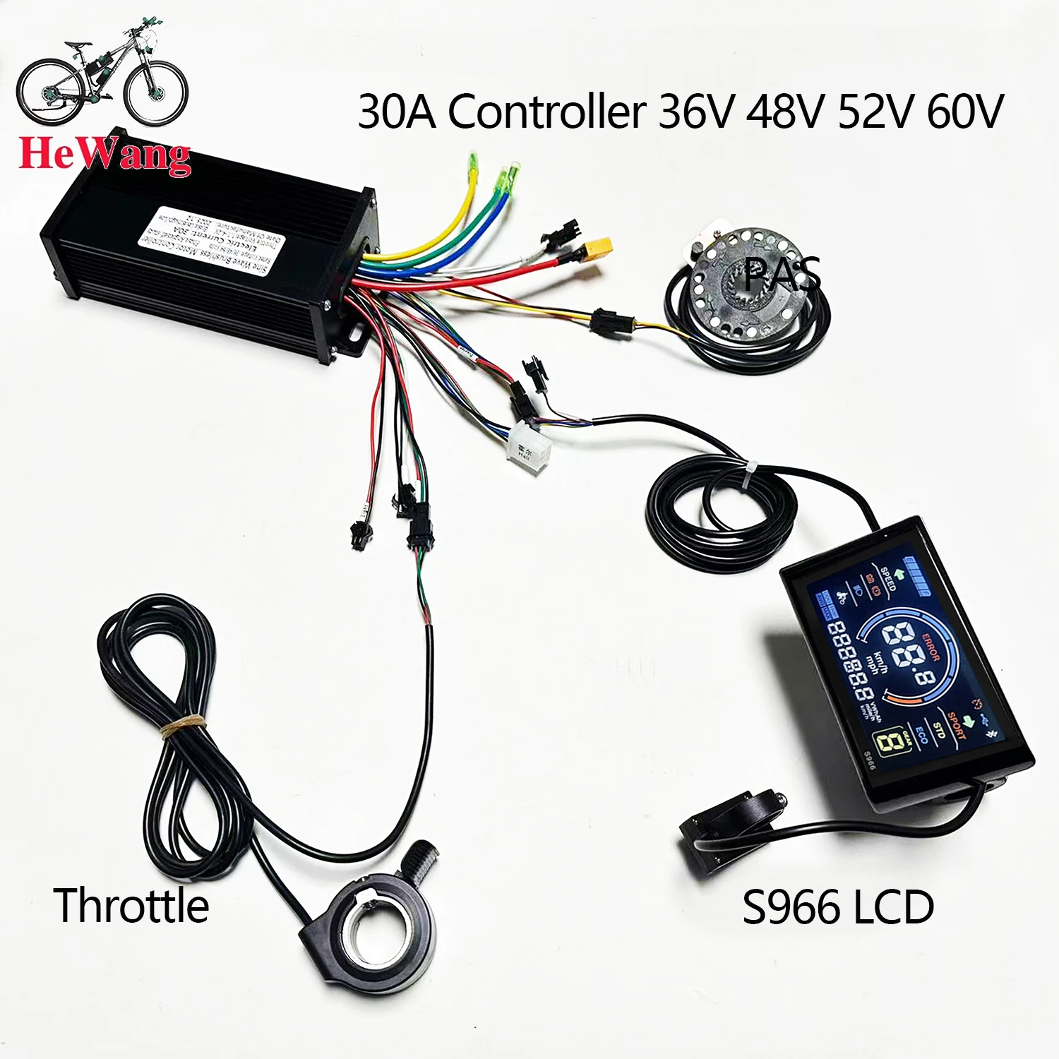 1000W-2000W 30A/40A sine wave controller with S966 LCD PAS and Throttle,36V 48V