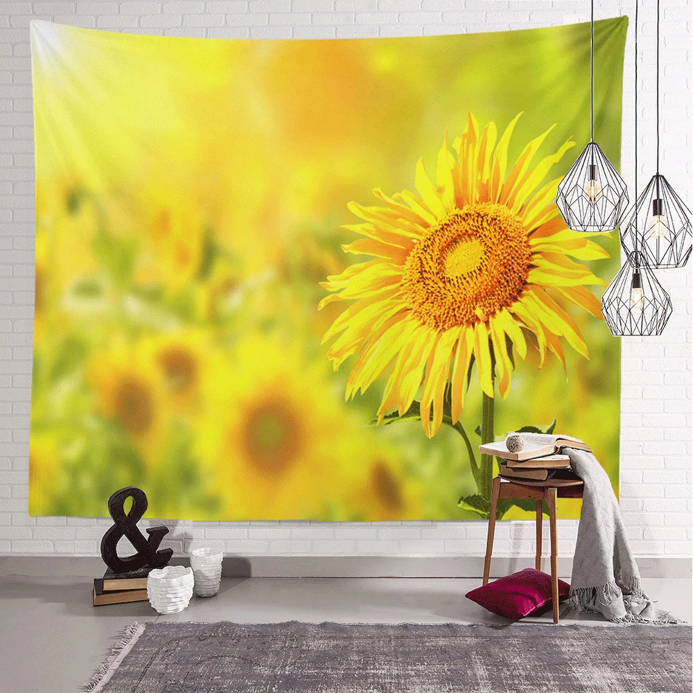 

Beautiful Natural Sunflower Tapestry Sunset Sky Field Flower View Tapestries Wall Hanging Bedroom Living Room Dorm Home Decor