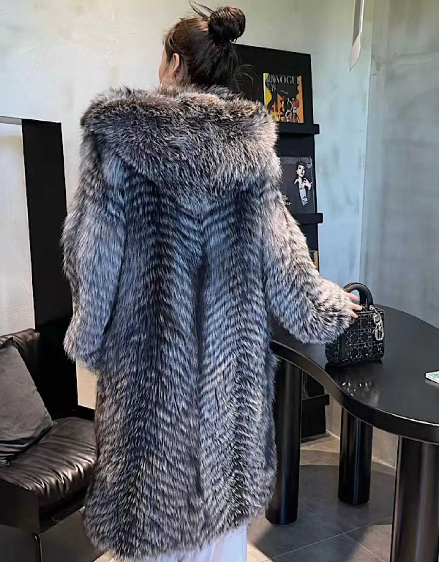 Silver Fox Fur Jacket Fur Coat Real Fur Jacket Women Coat 