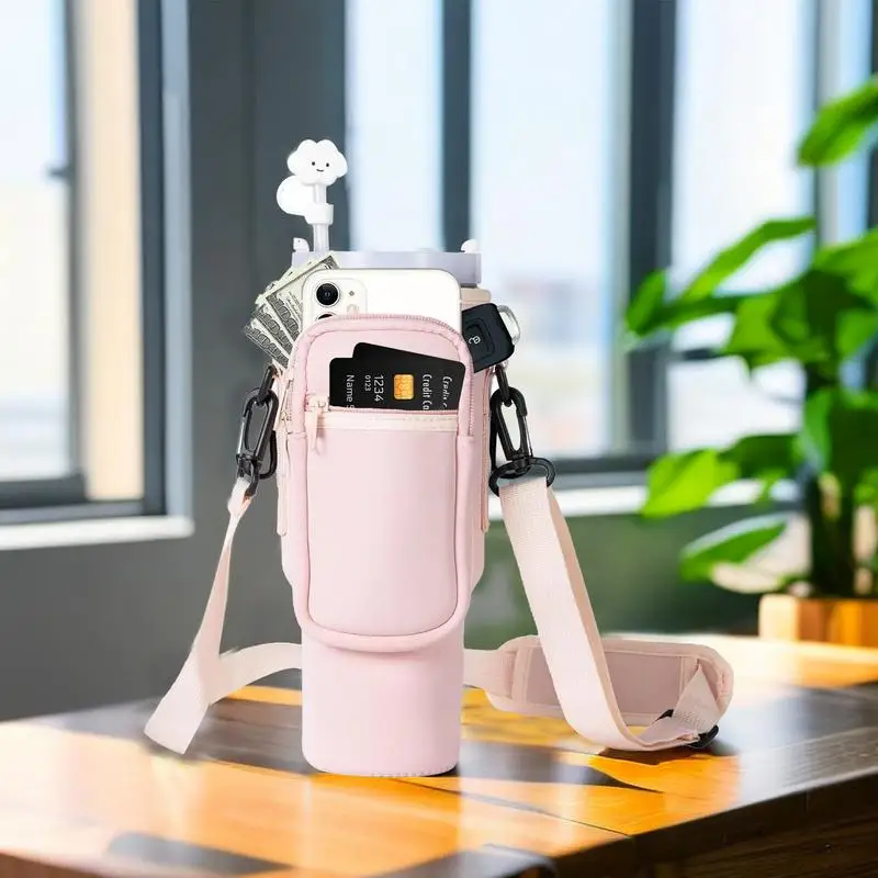 

Water Bottle Accessories Carrying Bag Fits Stan ley Quen cher Adventure Shoulder & Handle Adjustable Strap & Phone Pocket