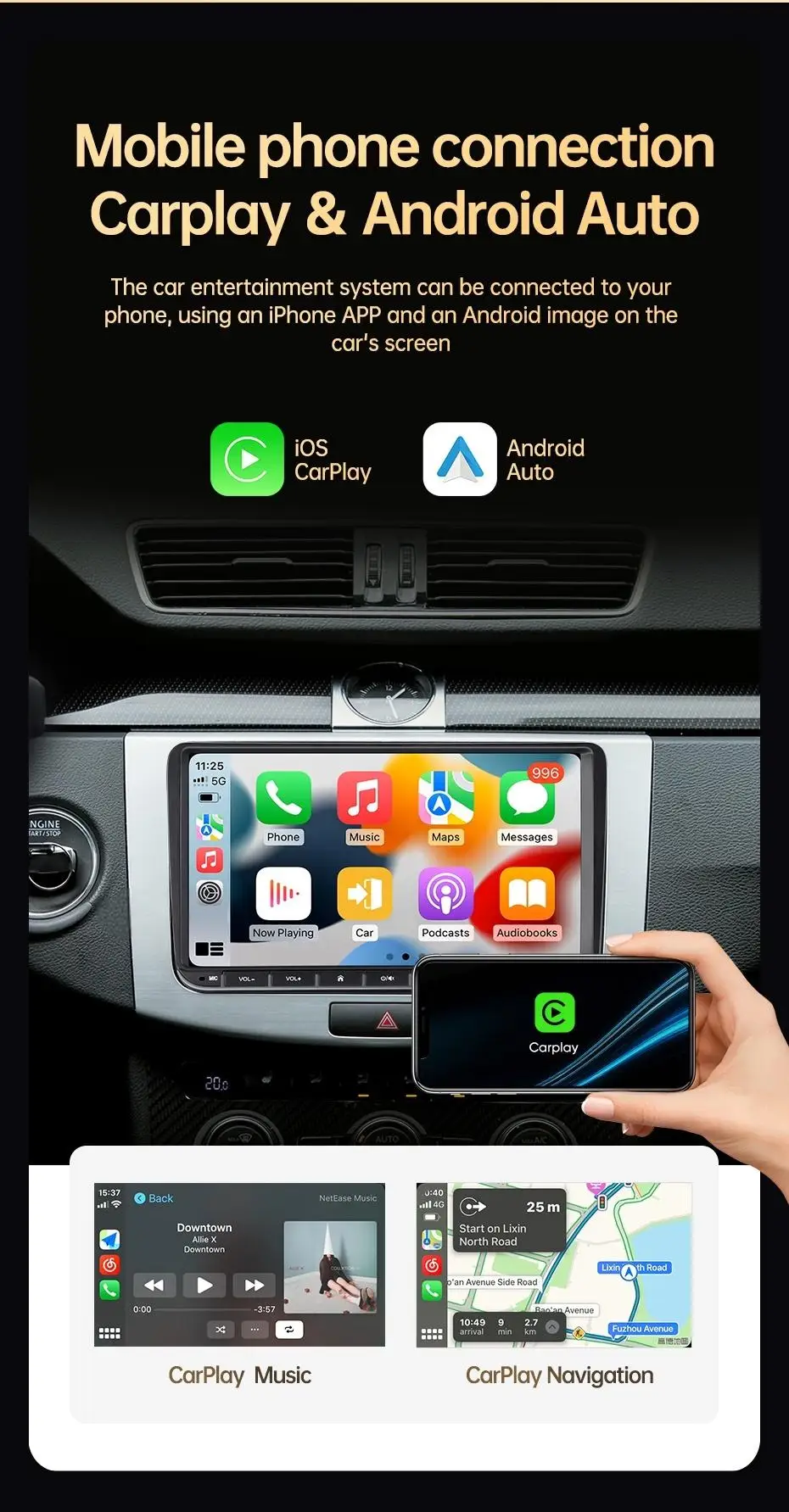 2Din Autoradio Android für Volkswagen Golf 5 6 Polo Passat B6 B7 CC Skoda Jetta Universal Multimedia Carplay Wifi GPS Navigation – Detail 18