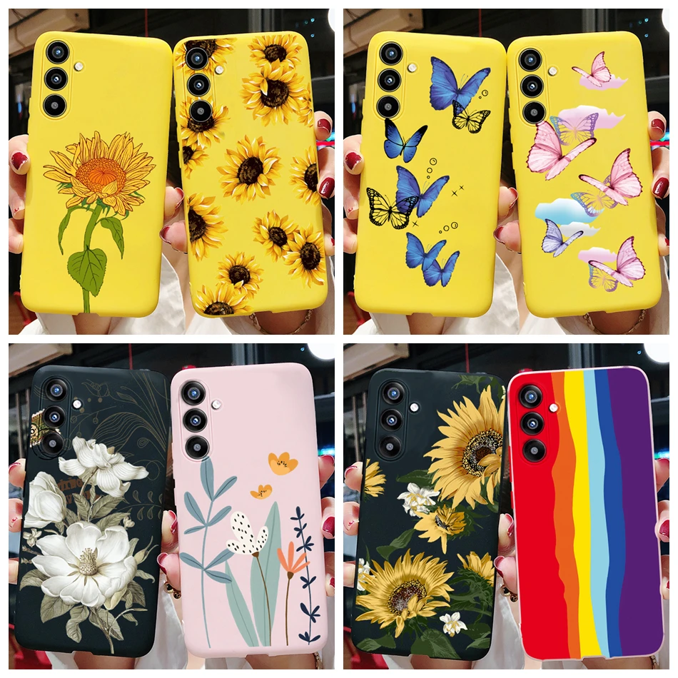 Per Samsung Galaxy A34 Custodia Silicone Fashion Flower Girl Heart Cute Phone Cover Back Case Per Samsung A 34 54 A54 5G Case Fundas