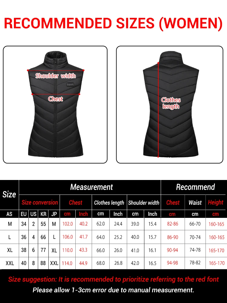 Veste chauffante intelligente femme 3 niveaux chaleur 50°C 27/21/2 zones pour hiver et cadeaux