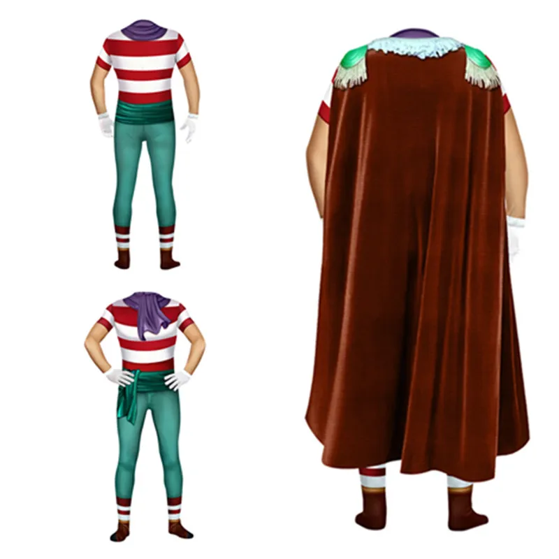 

One Cos Piece Buggy Cosplay Costume Adult Men Fantasy Clown Jumpsuit Cloak Outfits Halloween Carnival Party Suit