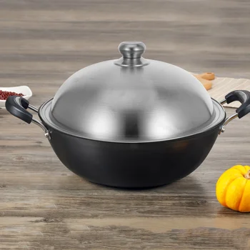 34cm Stainless Steel Pot Lid Household Metal Kitchen Supplies Stockpot Wok Steamer Pan Cover With Anti Scald Handle Lid For Pans