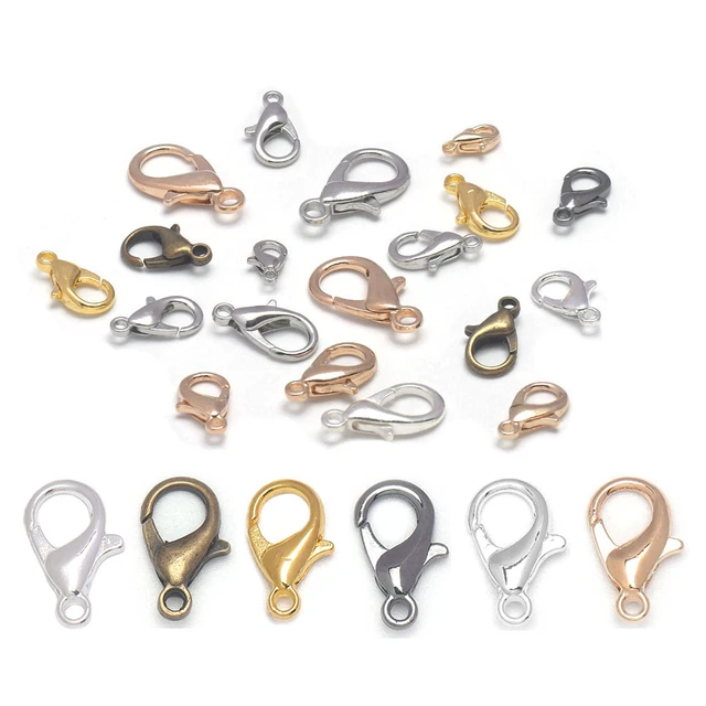 60pcs/Lot Lobster Clasps for Bracelets Necklaces 10-18mm Hooks Chain  Closure Findings Accessories for Jewelry Making