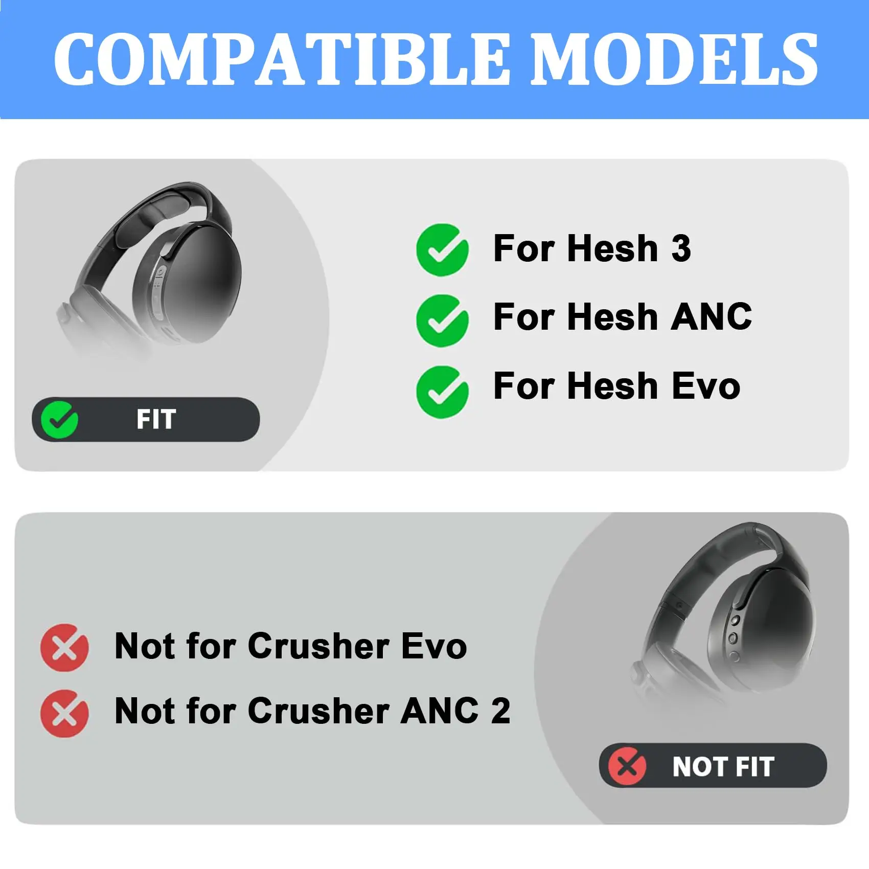 Hesh 3 Headpad Pad Compatible With Skullcandy Hesh 3.0 / EVO / ANC Headset - Replacement Headstrap Pad Repair Part