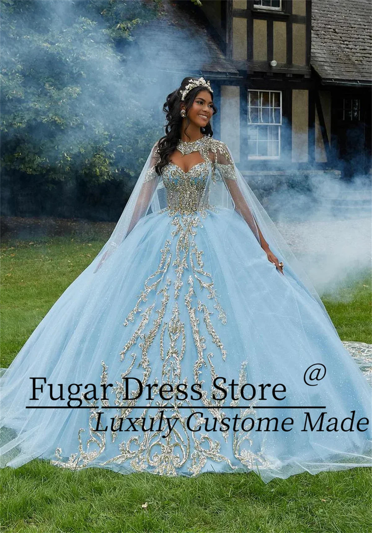 Shining Rhinestones Crystal Beads Quinceanera Dress Detachable Shoulder Sleeves Birthday Party Sweet 16 Vestido De 15 Anos