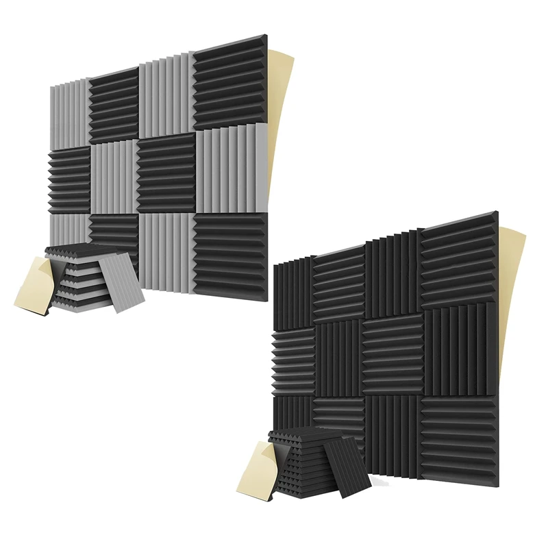 

Самоклеящиеся акустические панели, 12 шт., звукостойкие пенопластовые панели 1x12x12 дюймов, для музыкальной студии, игровой комнаты, спальни