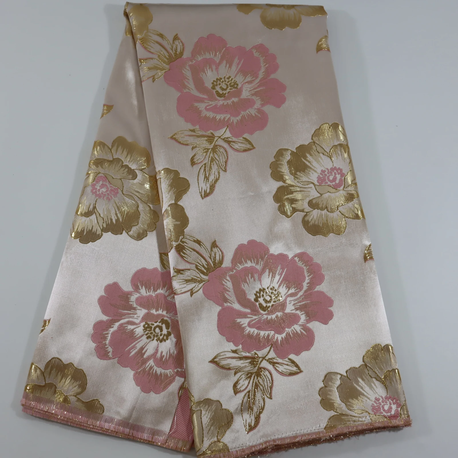 2022 Latest French Brocade Gliding Lace Fabric High Quality African 5 Yards Jacquard Embroidery Lace For Wedding Evening  Dress