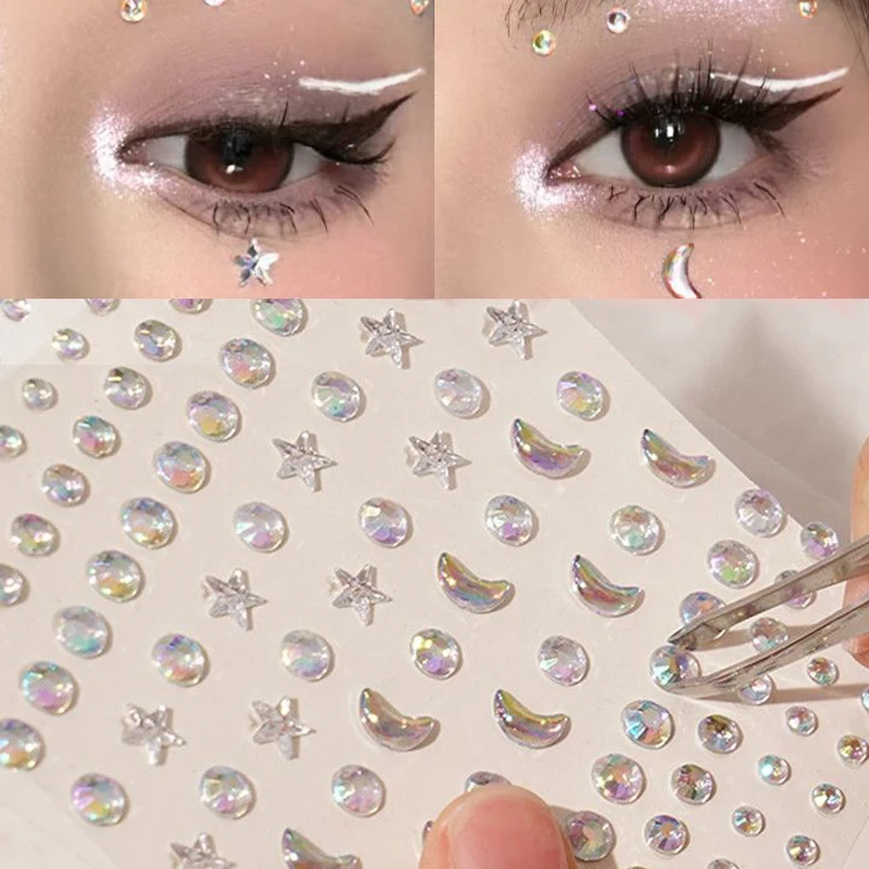 Resin Adhesive Face Stickers 3D Shiny Rhinestone Eye Decoration