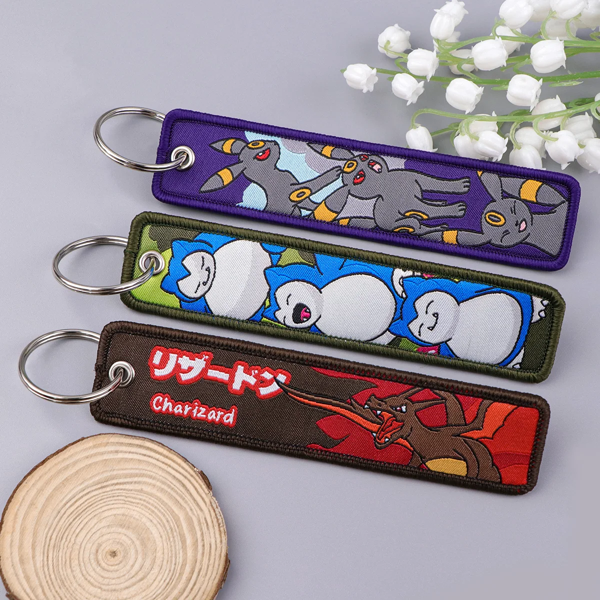 Embroidery Key Fobs Anime Game Keychain For Motorcycles Cars Key Ring Holder Pendant Tags Chaveiro Jewelry