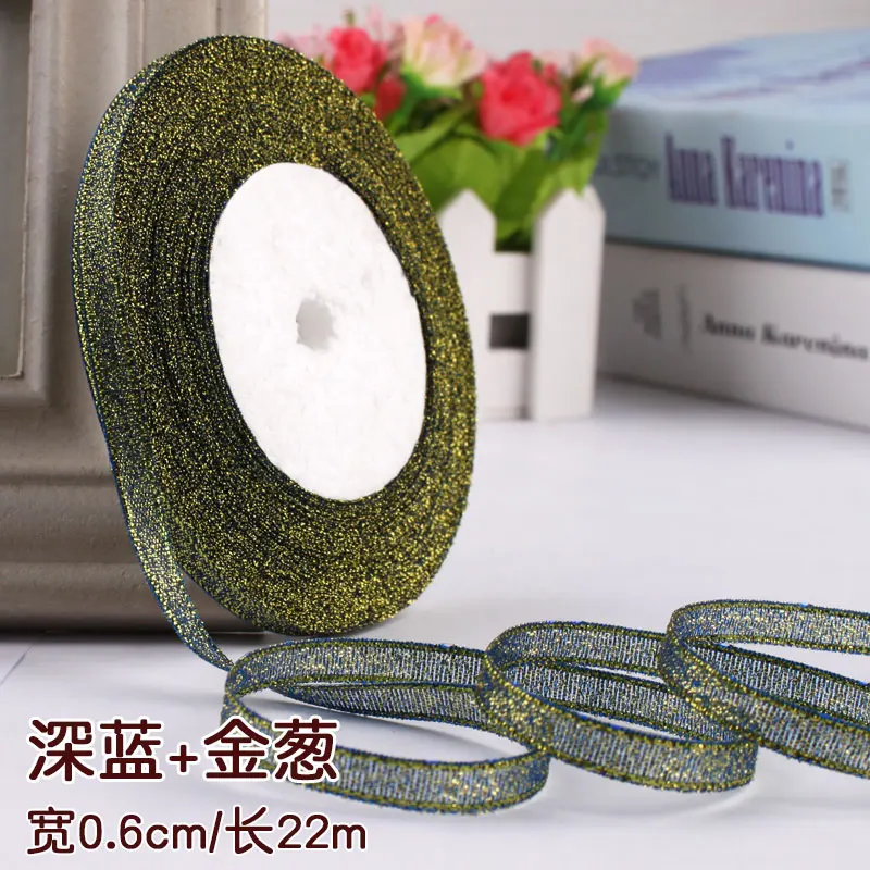 Festive Gold & Silver Metallic Glitter Ribbons - 22 Meters